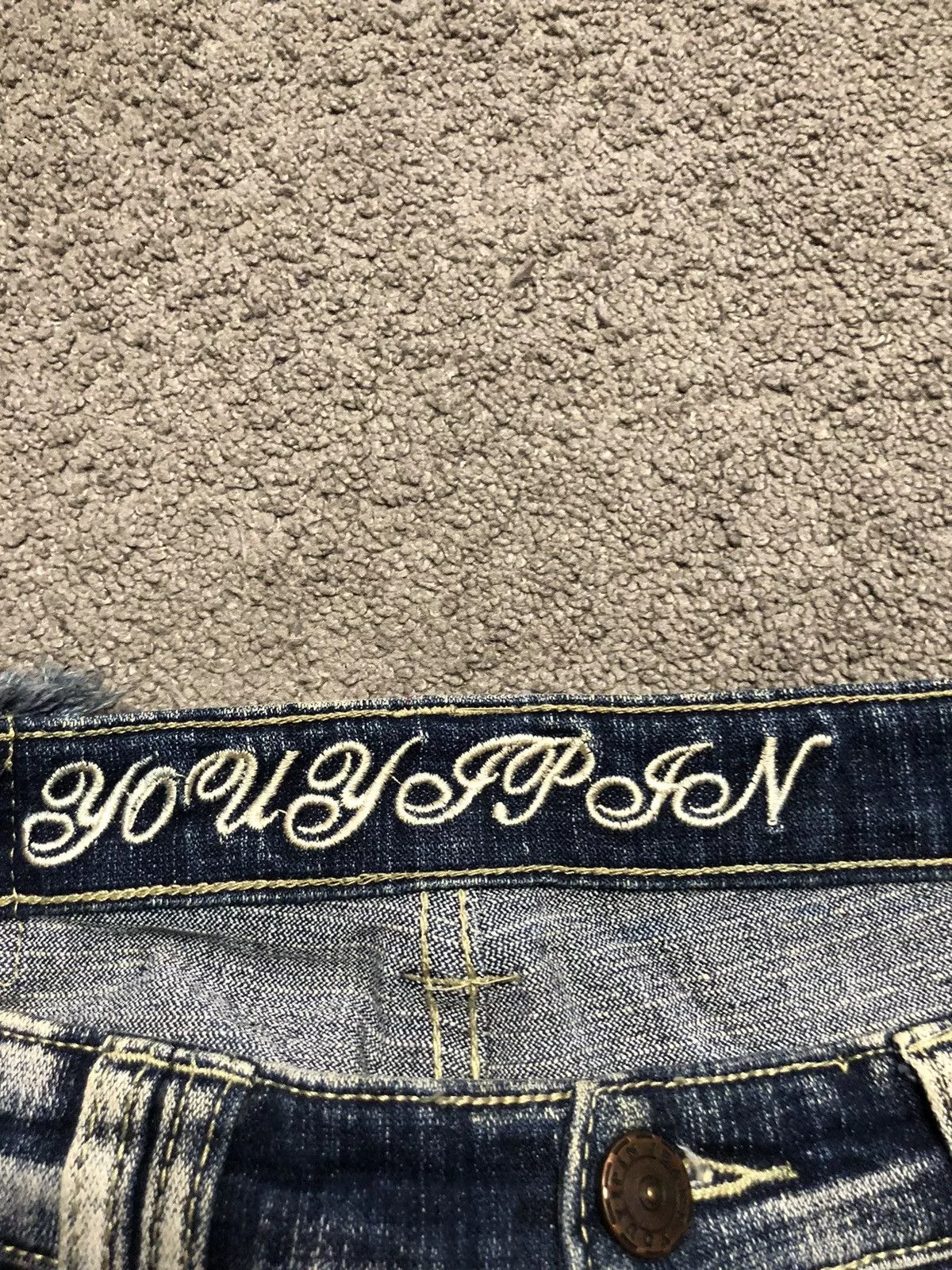 Vintage Jeans vintage y2k embroidery rave flared denim jeans Blue