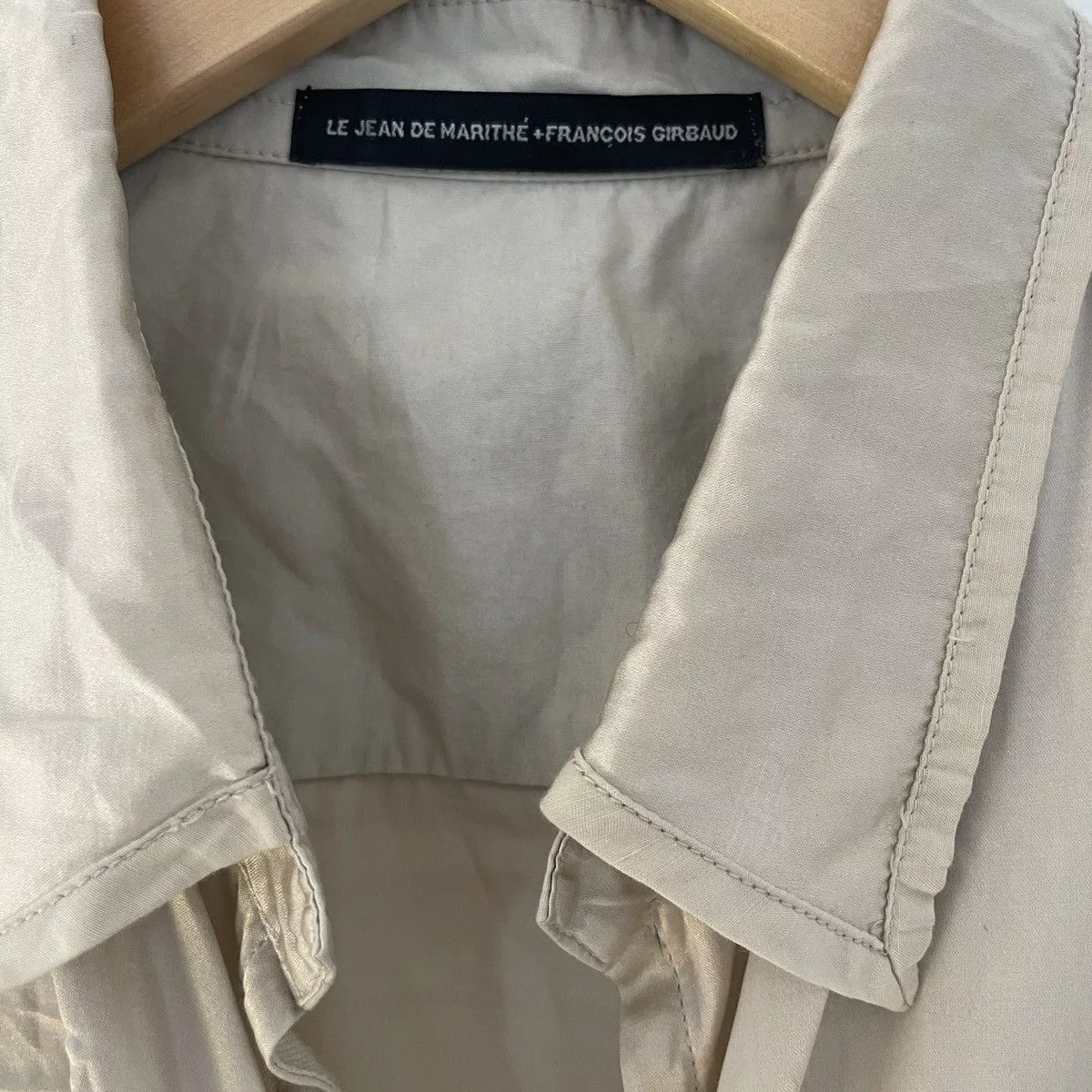 Marithe + Francois Girbaud Blouses Marithe + Francois Girbaud Marithe Girbaud tie front crop top blouse taupe silk cotton Beige