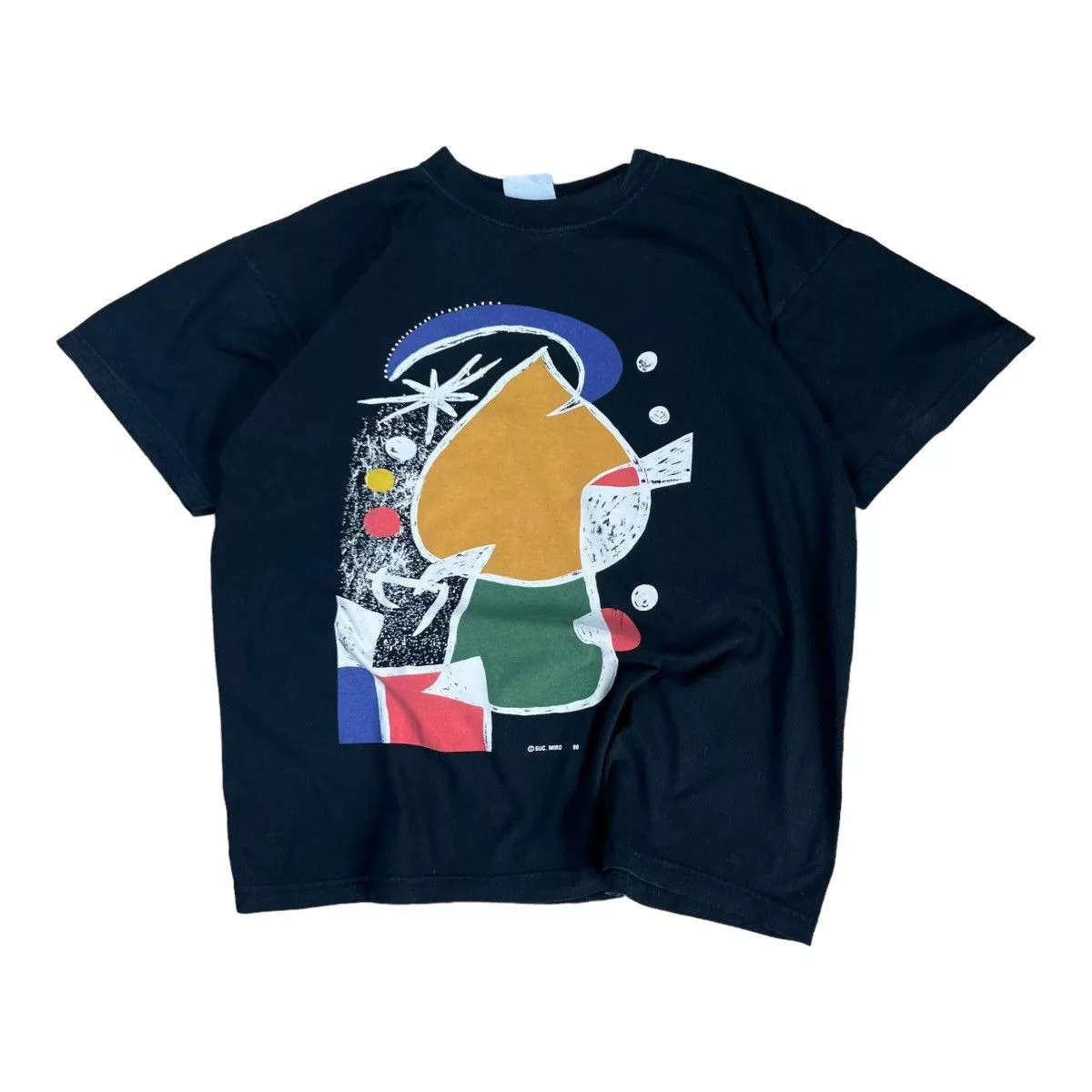 Vintage Short Sleeve T Shirts SUC MIRO 1998 GRAPHIC T-SHIRT VINTAGE 90S ART Black