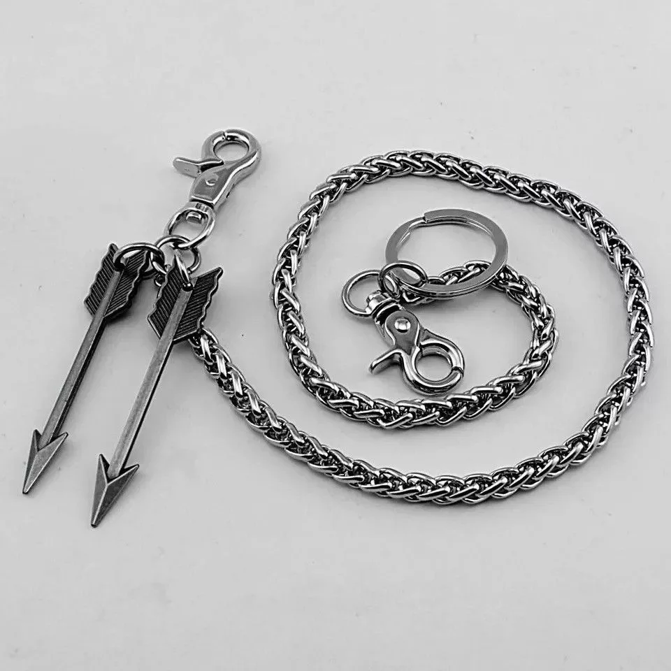 Vintage Jewelry Watches Vintage Long Arrow Metal Wallet Belt Chain Silver Streetwear