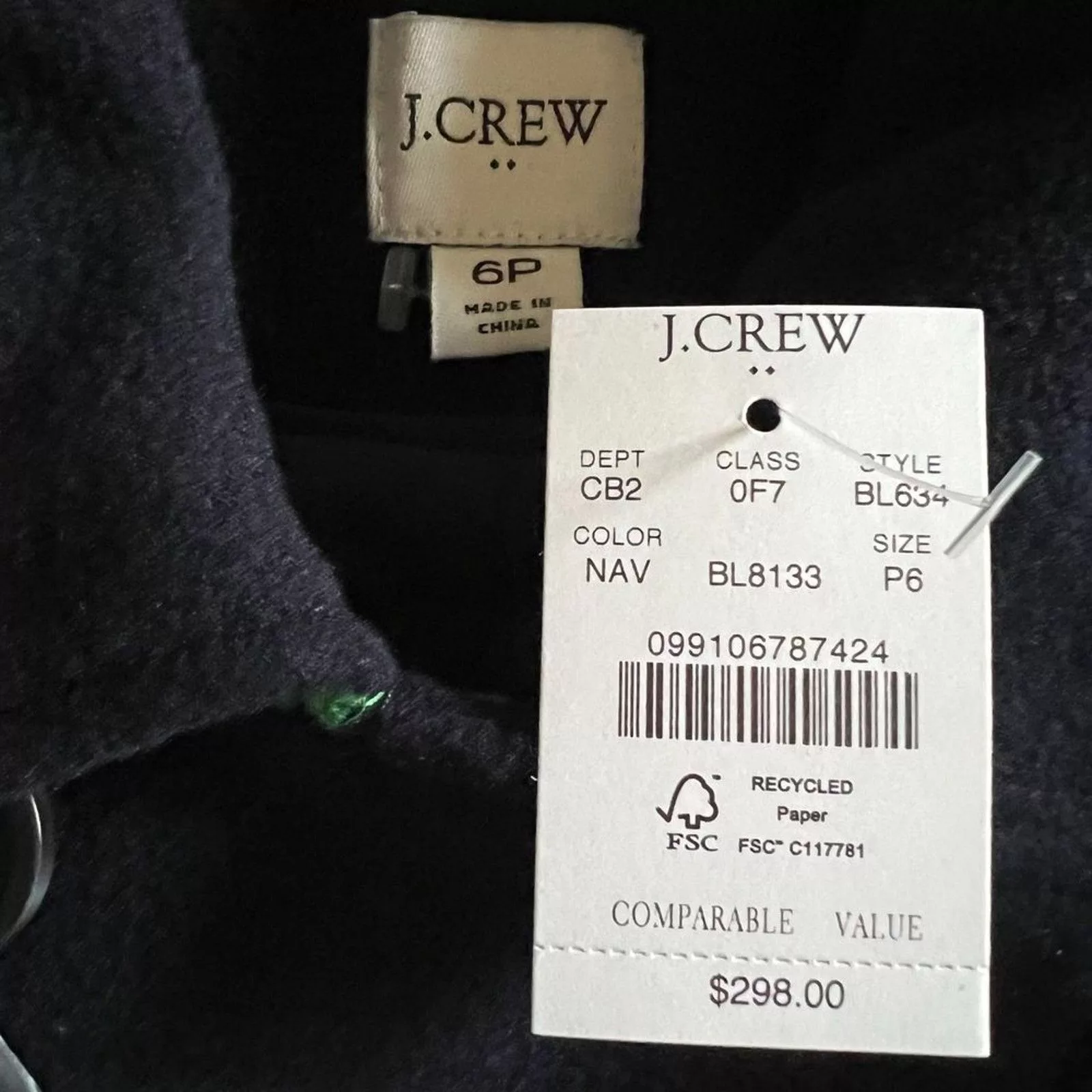 J.Crew Jackets J.CREW Petite Navy Wool-Blend Topcoat w/ Tags, 6P Blue