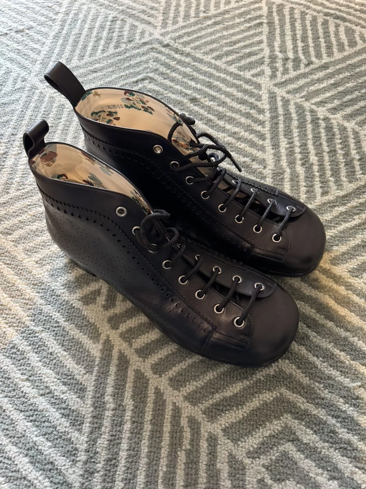Gucci Boots GUCCI PERFORATED LEATHER JAKARTA BOOTS Black