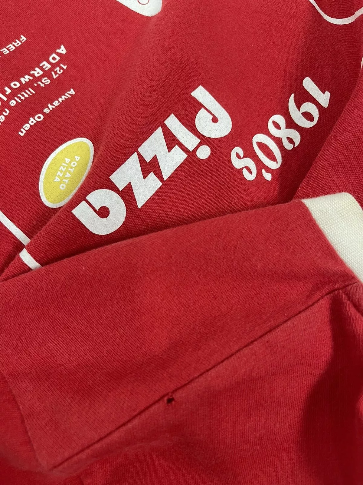 Ader Error Long Sleeve T Shirts ADER ERROR 1980s Vintage Pizza Receipt Long Sleeve Red