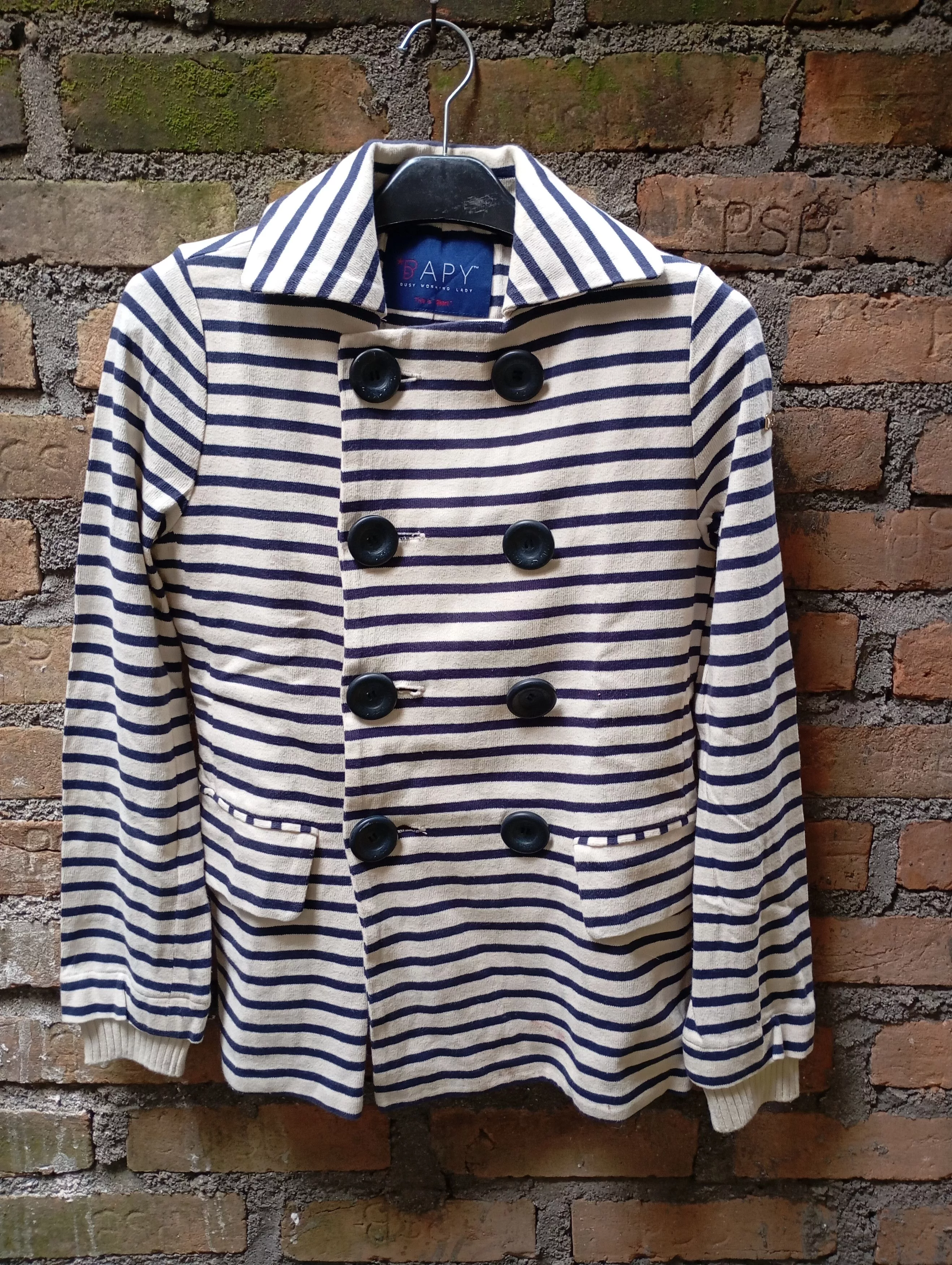 Bape Coats Bape Bapy Striped Coat Blue