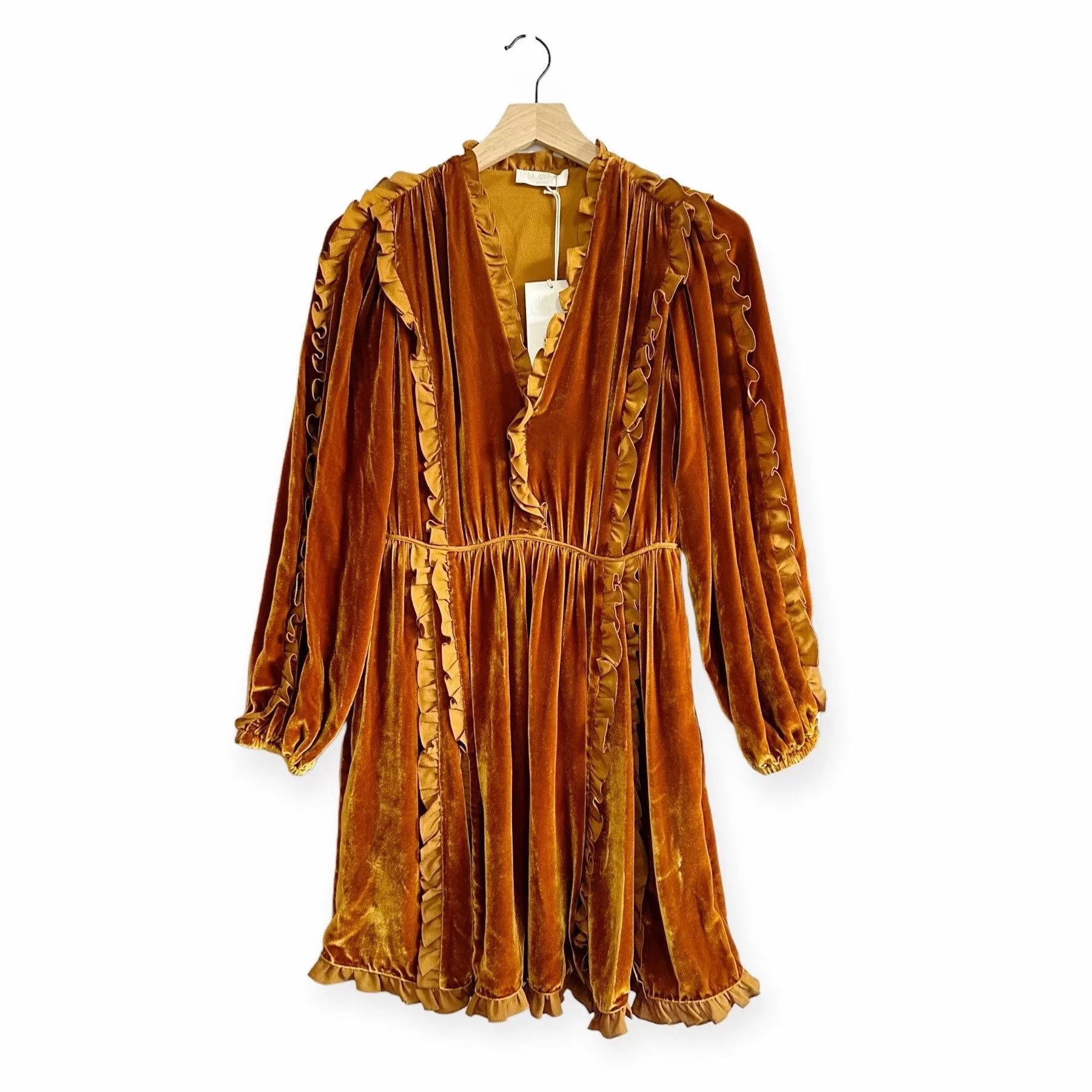 Ulla Johnson Mini Dresses Ulla Johnson Erika Dress, Velvet Ruffle Trim, Size 0 Multi