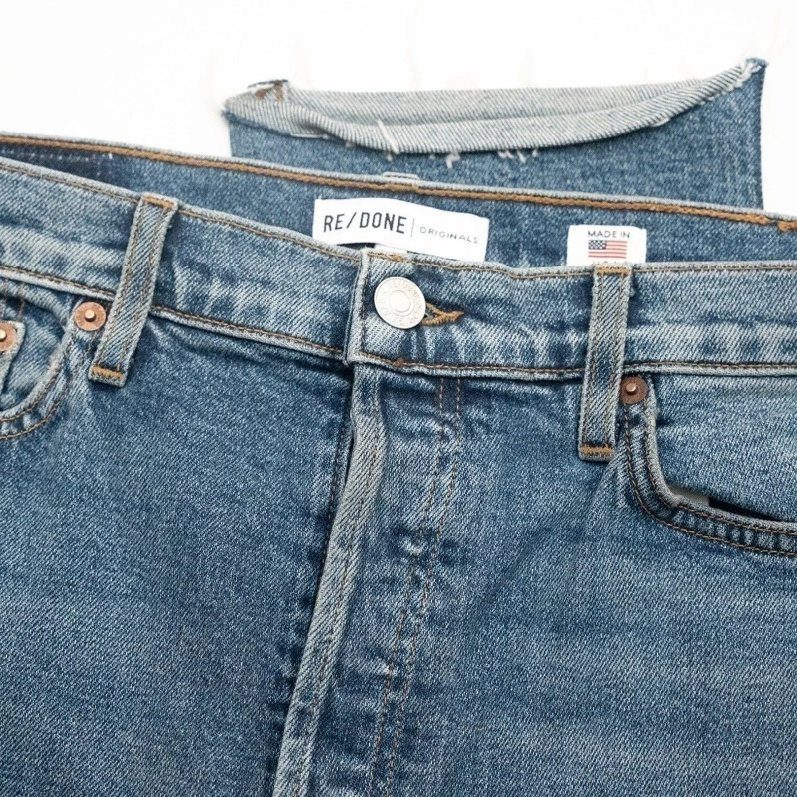 RE/DONE Jeans RE/Done. Double Needle Long Stretch Jeans In Blue.