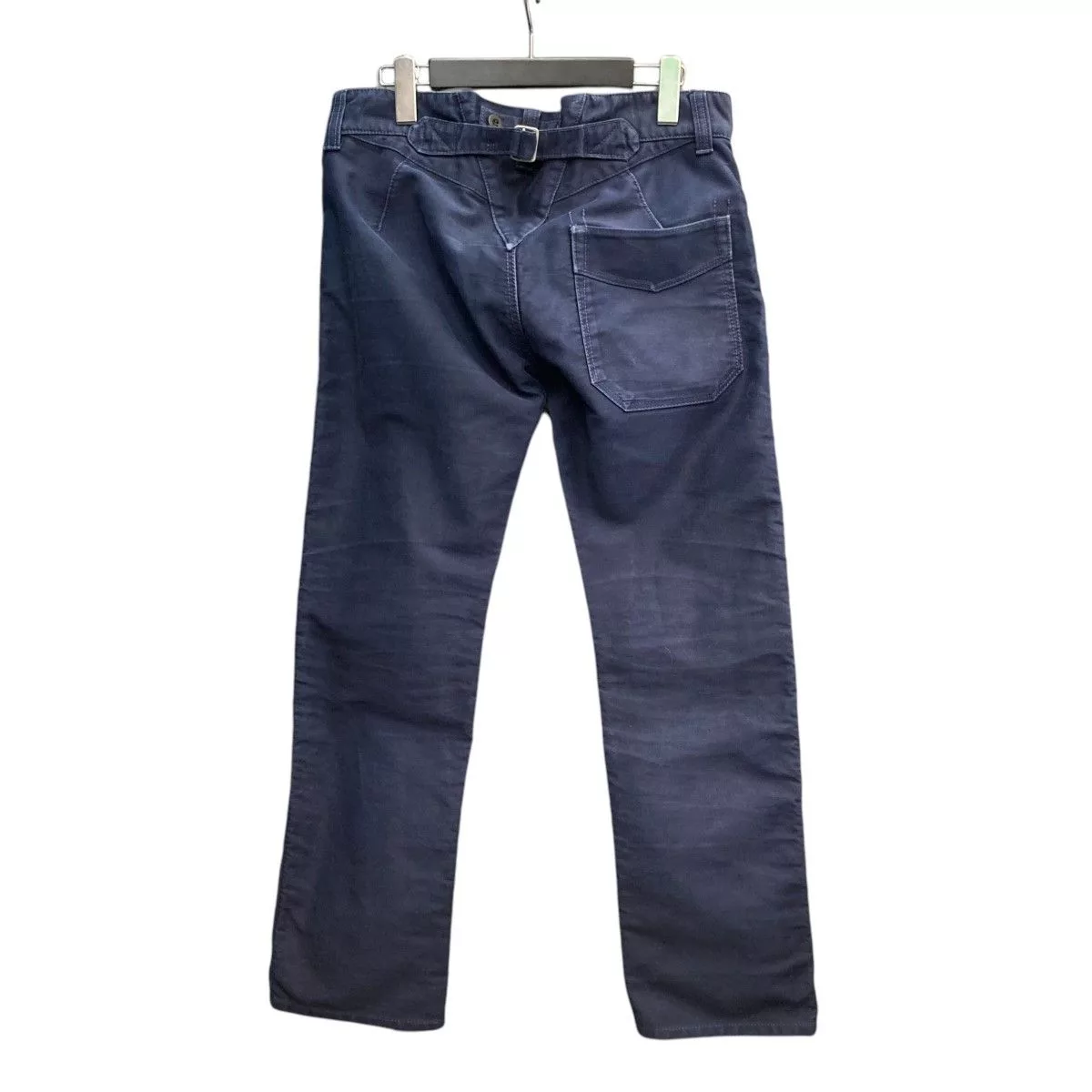 Junya Watanabe Cropped Pants Back Belt Straight Button Fly Navy Blue