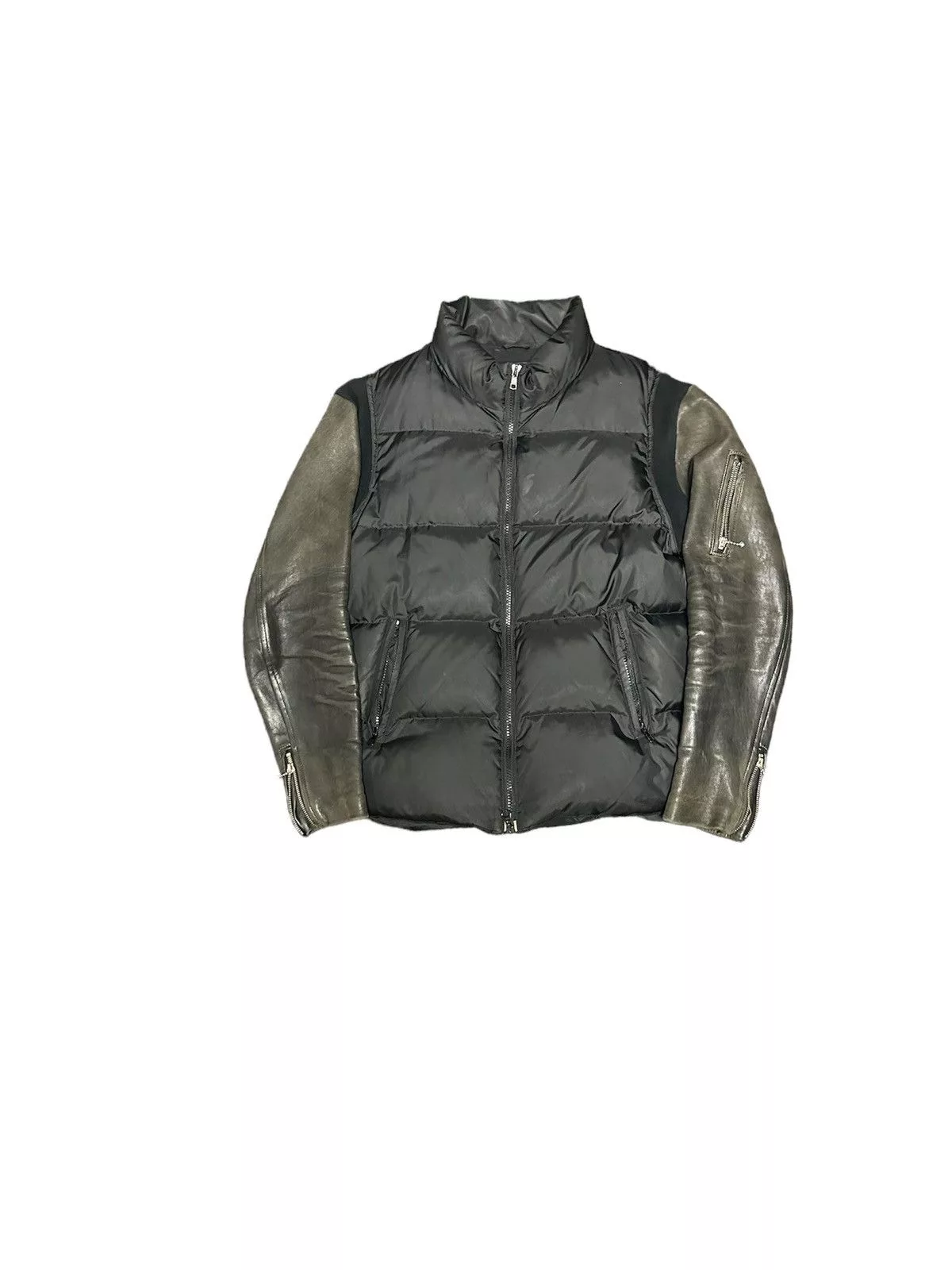 Undercover Heavy Coats Undercoverism black leather sleeve down jacket
