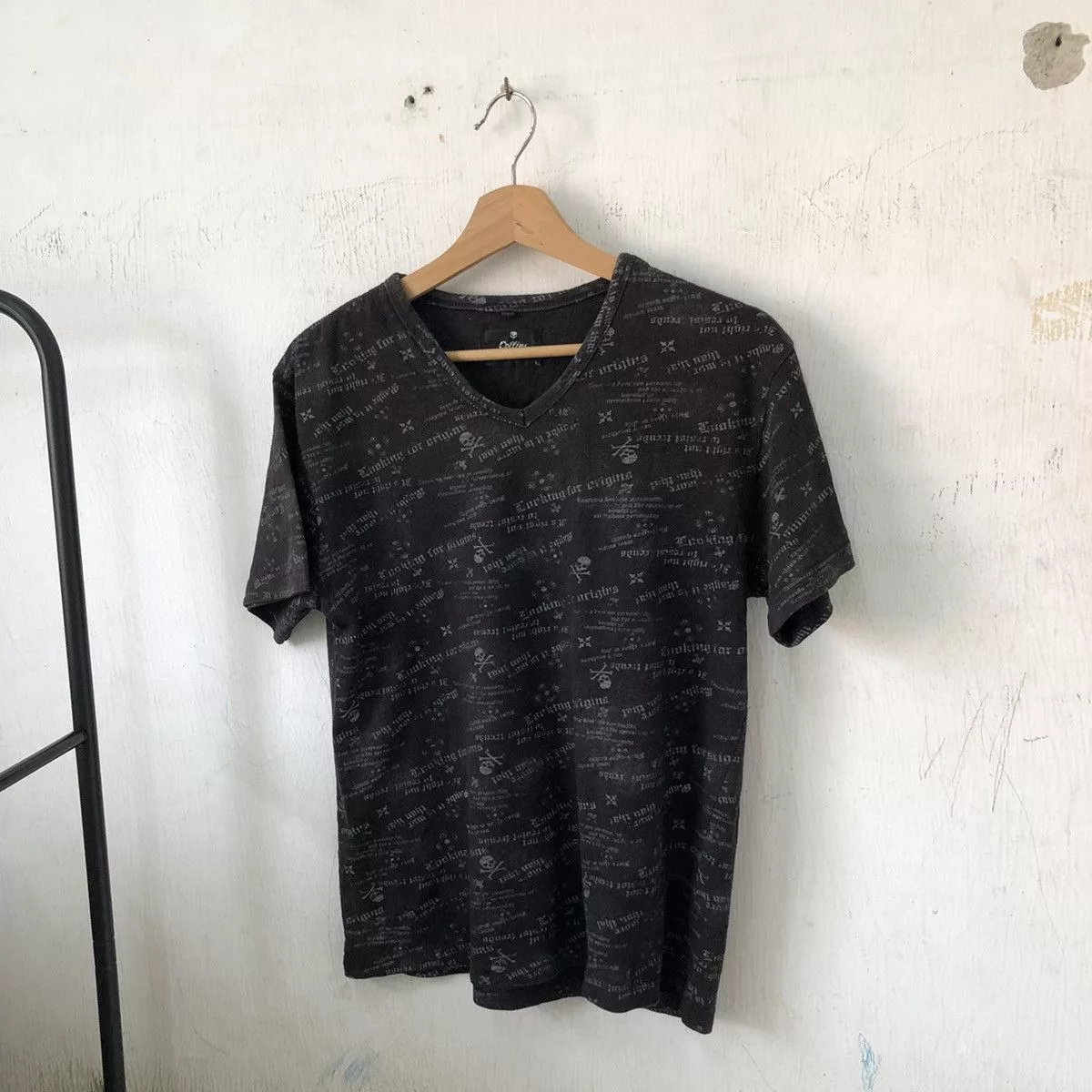 14th Addiction Short Sleeve T Shirts 14th Addiction × If Six Was Nine × Japanese Brand Japanese Collin Skulls Poem Tees ifsixwasnine Black