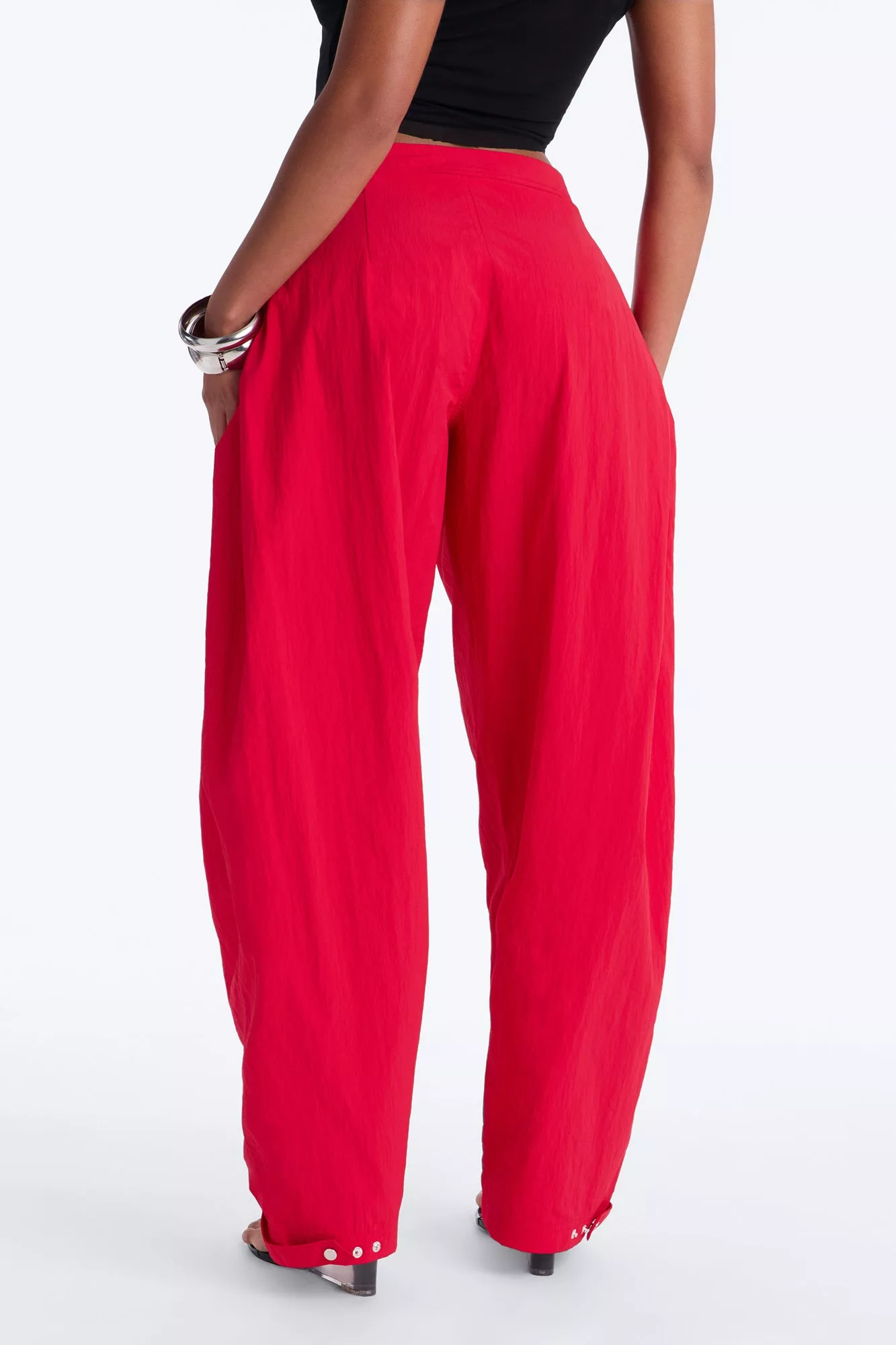 Nylon Windbreaker Pant - Red