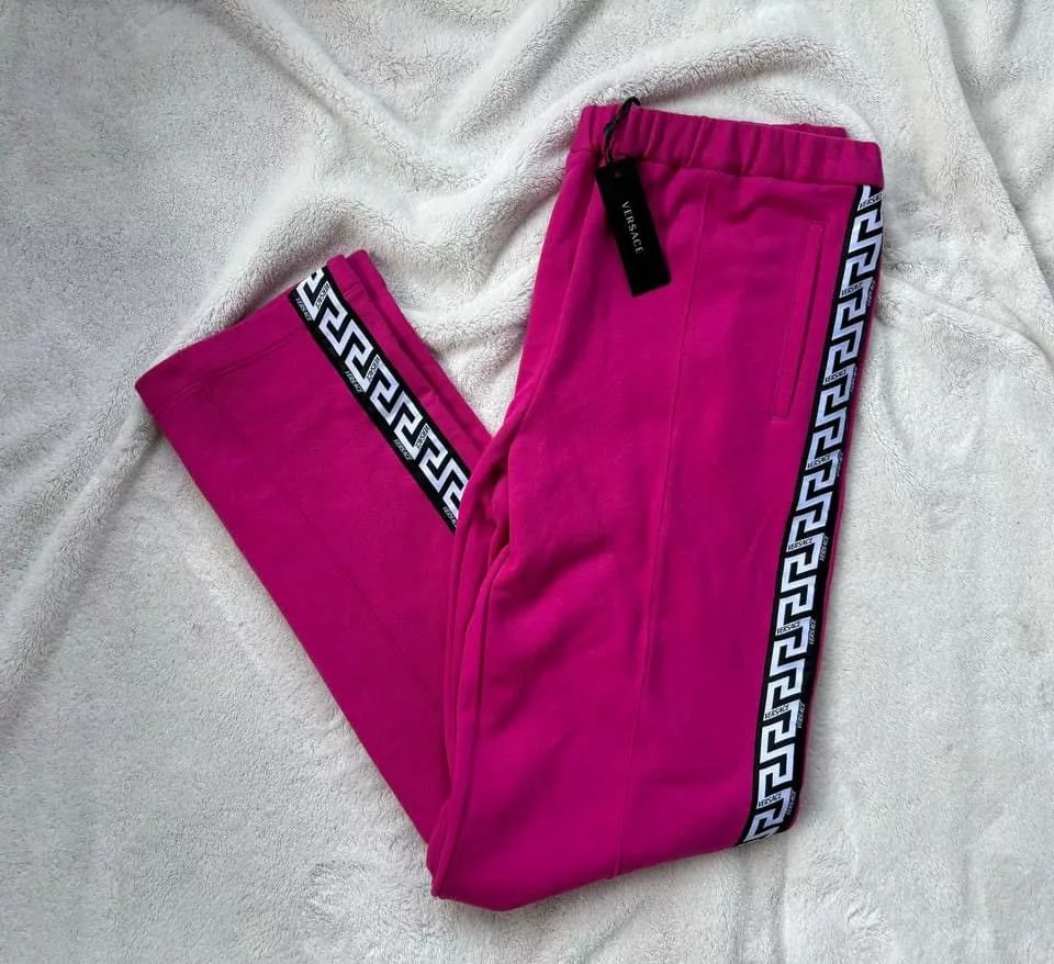 Versace Sweatpants Joggers Versace Pink Greca Sweatpants