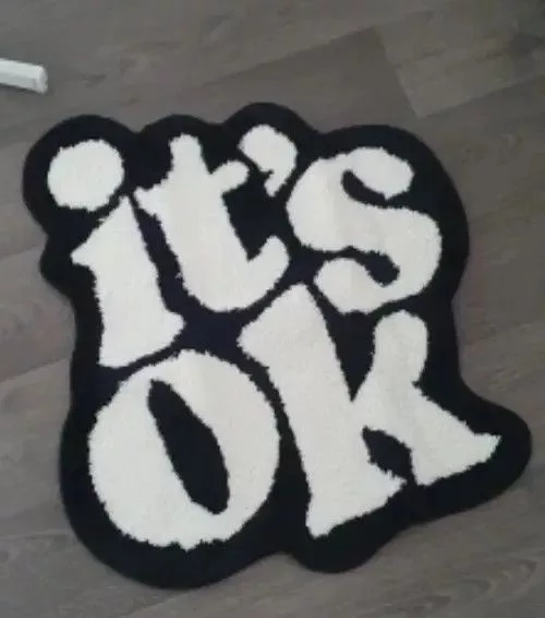 Designer Miscellaneous Designer 60cmX70cm Its OK Soft Rug Gray