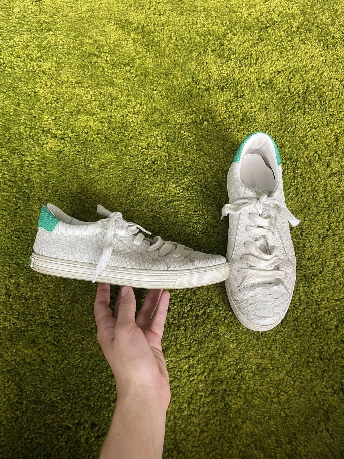 Designer Low Top Sneakers Designer × Dsquared2 🐍 Dsquared2 snakeskin phyton pattern sneakers White Avant-Garde