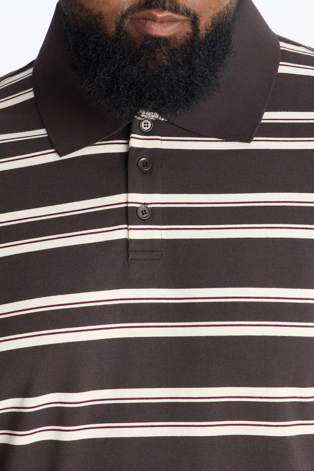 Casey Stripe Polo - Brown/combo