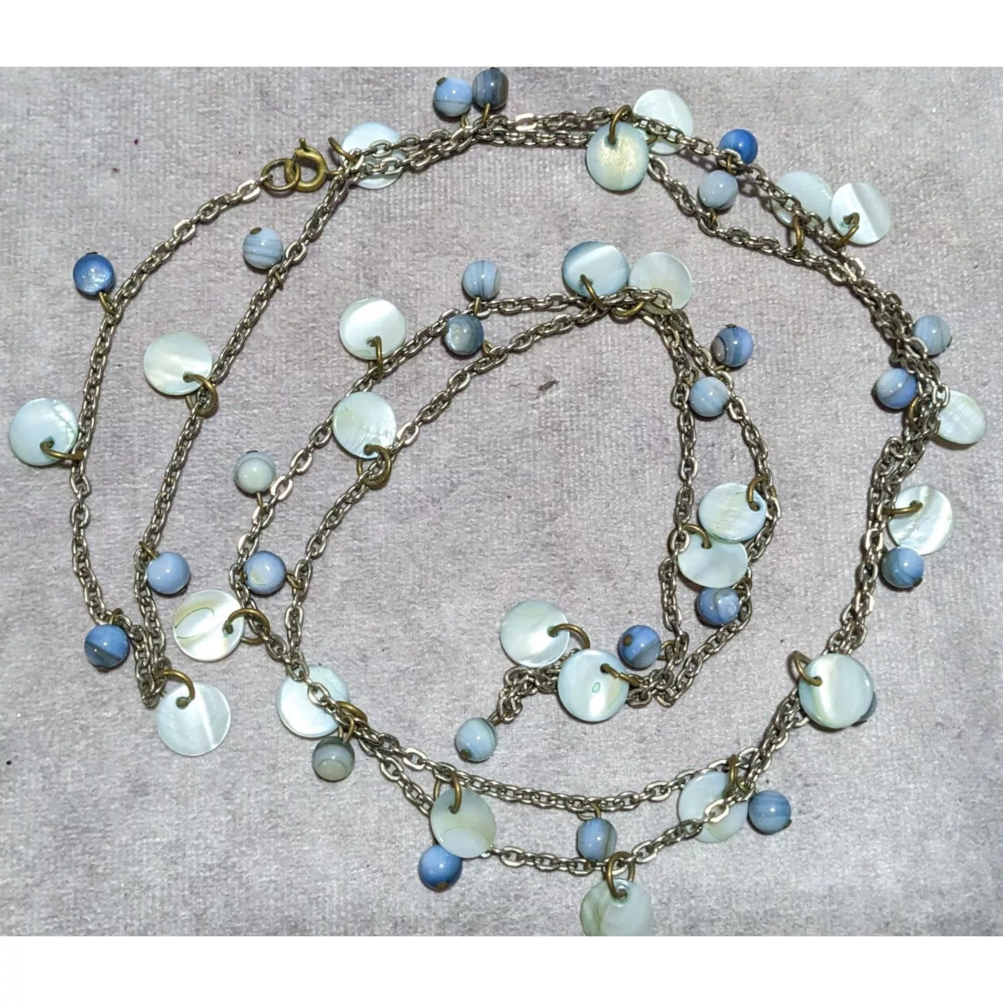 Other Necklaces Other Beachy Blue Shell Beaded Opera Necklace