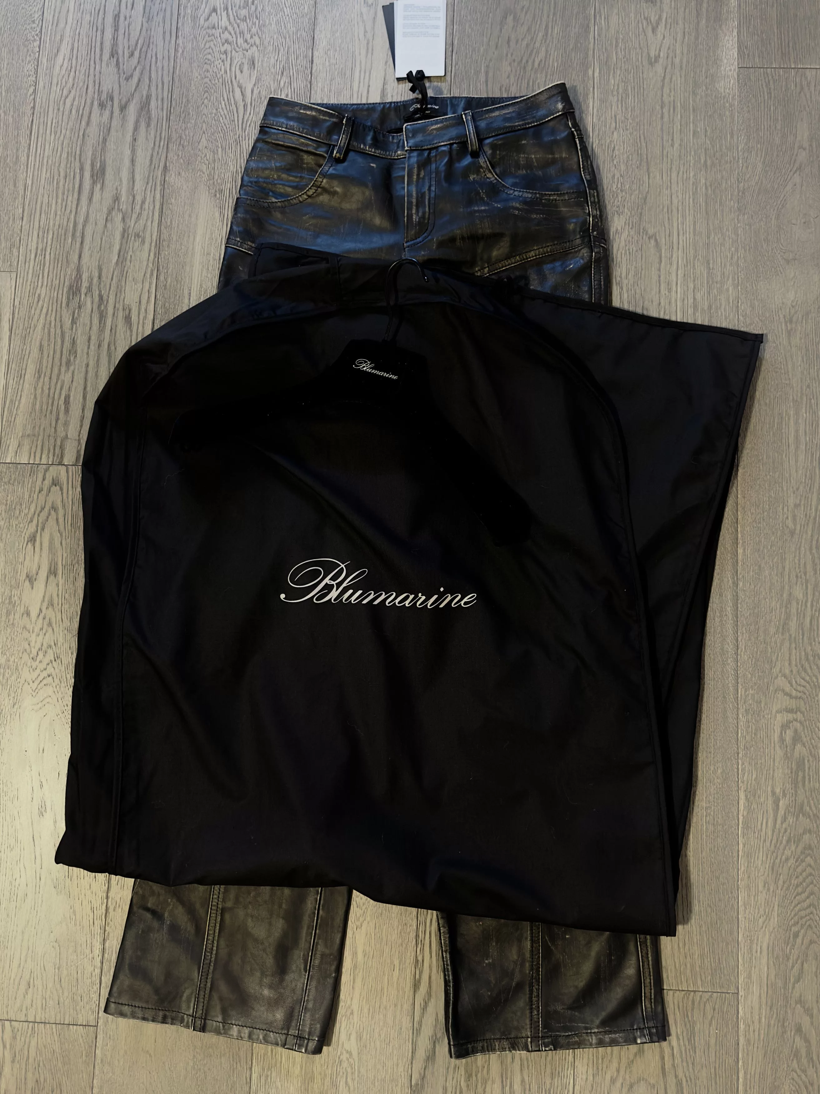 Blumarine Pants Blumarine Black Distressed Leather Pants