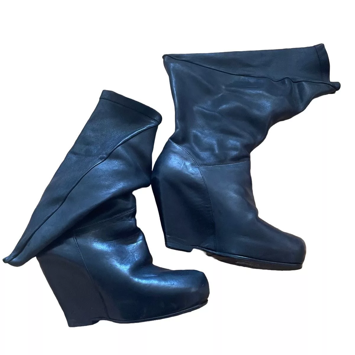 Rick Owens Boots Rick Owens Crust Peaked Back Wedge Boots Black