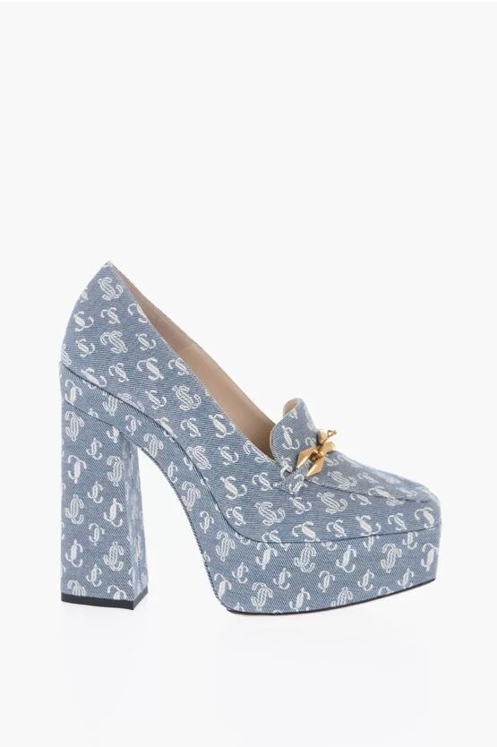 Jimmy Choo Heels Jimmy Choo og1mm0624 Denim Diamond Pumps Heel in Light Blue