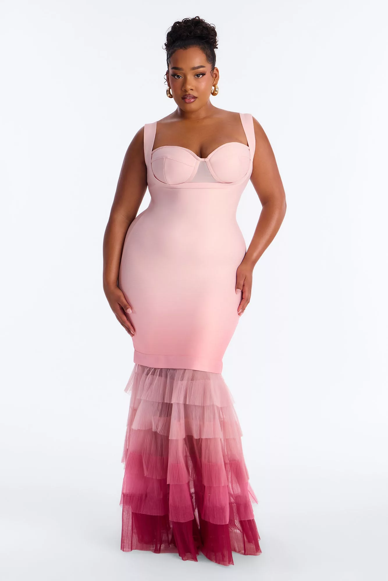 Loss For Words Bandage Gown - Pink/combo