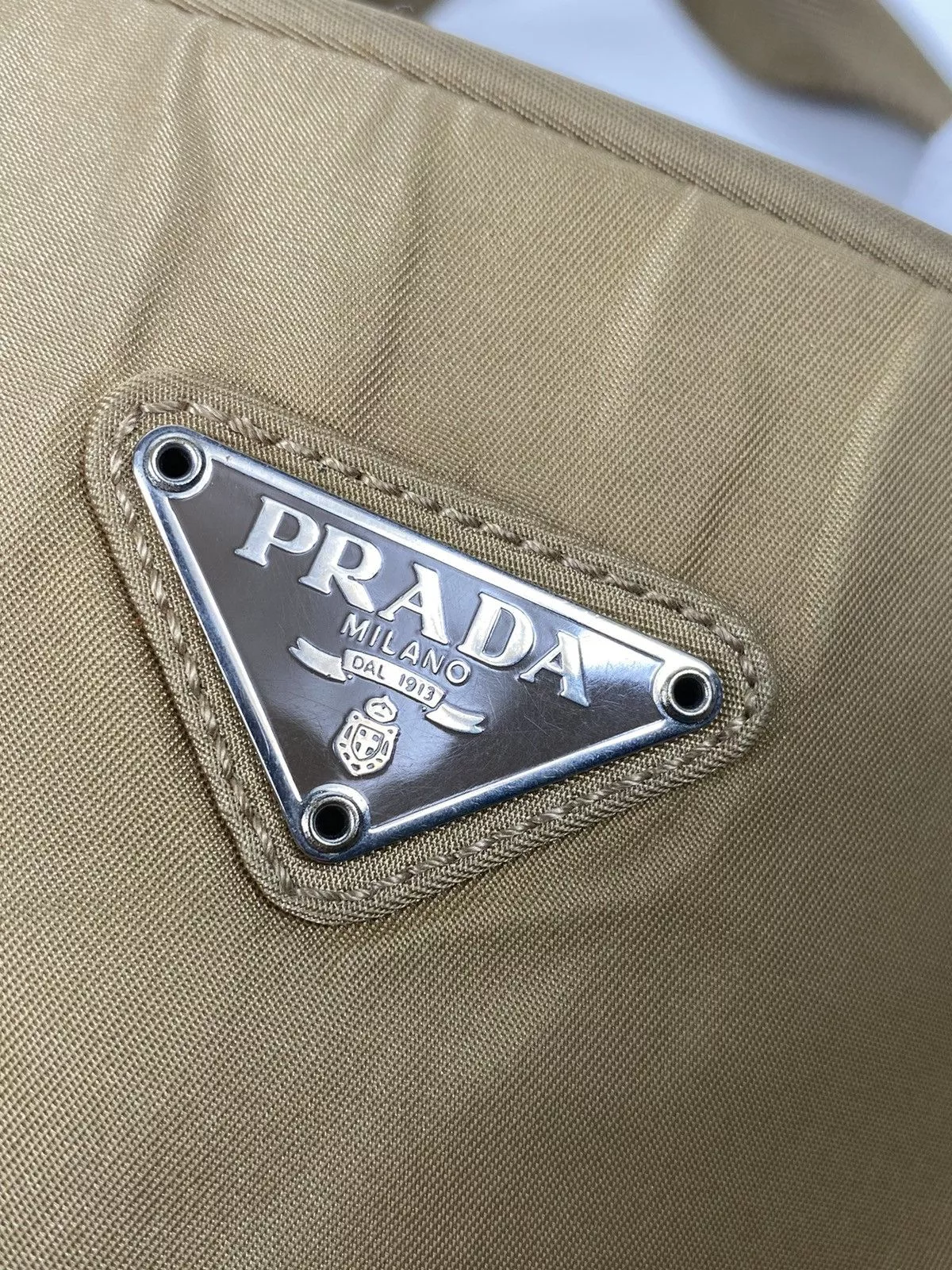 Prada Shoulder Bags Prada Tessuto Nylon Shoulder Bag Gold