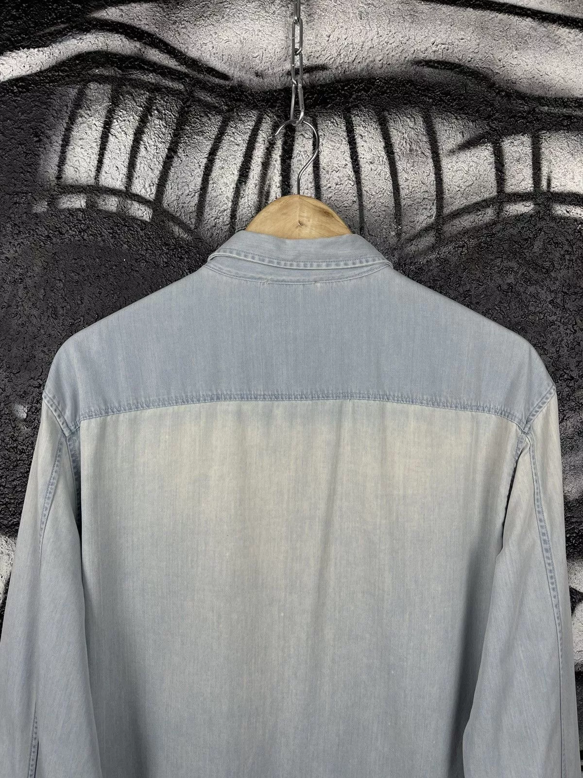 Cos Shirts Button Ups Cos × Designer COS Washed Blue Designed Shirt Button Up Men’s Size L Streetwear