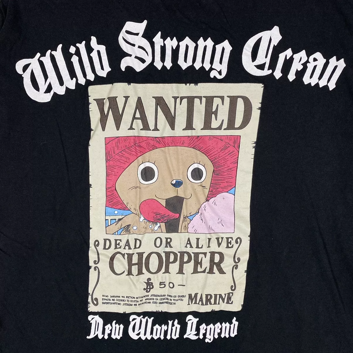 Anime Long Sleeve T Shirts Anime × One Piece × Vintage VINTAGE ONE PIECE TONY CHOPPER BOUNTY HUNTER POSTER TEE Black