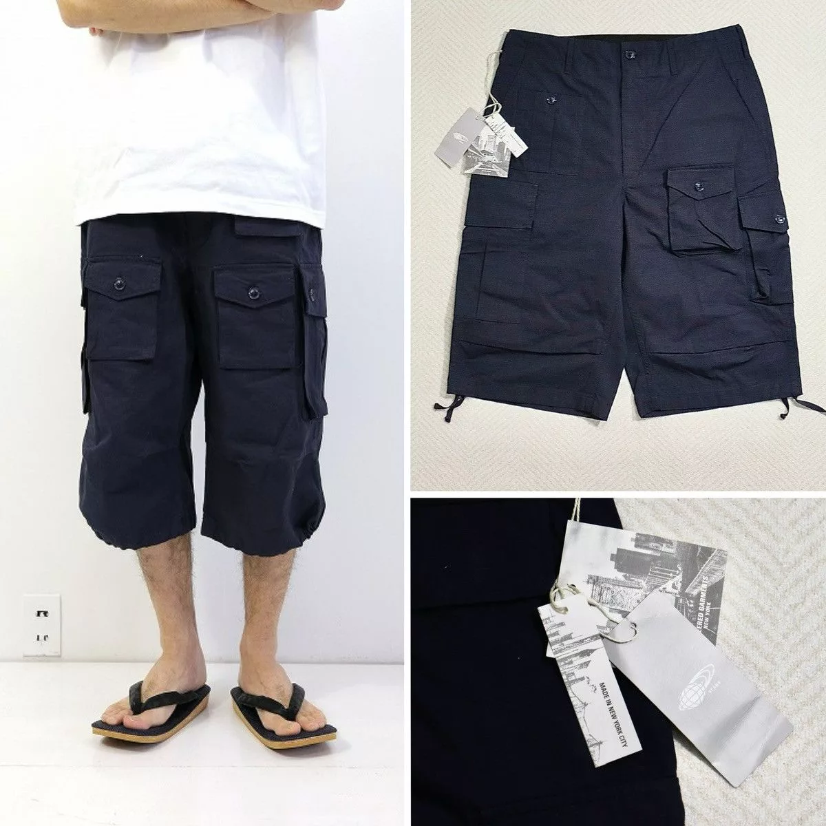 Engineered Garments Shorts Engineered Garments FA Pant Flight Shorts Blue