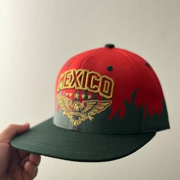 Designer Hats Designer MEXICO EAGLE 3D EMBROIDERY FLAMES RED FLAT BILL SNAPBACK Green Streetwear