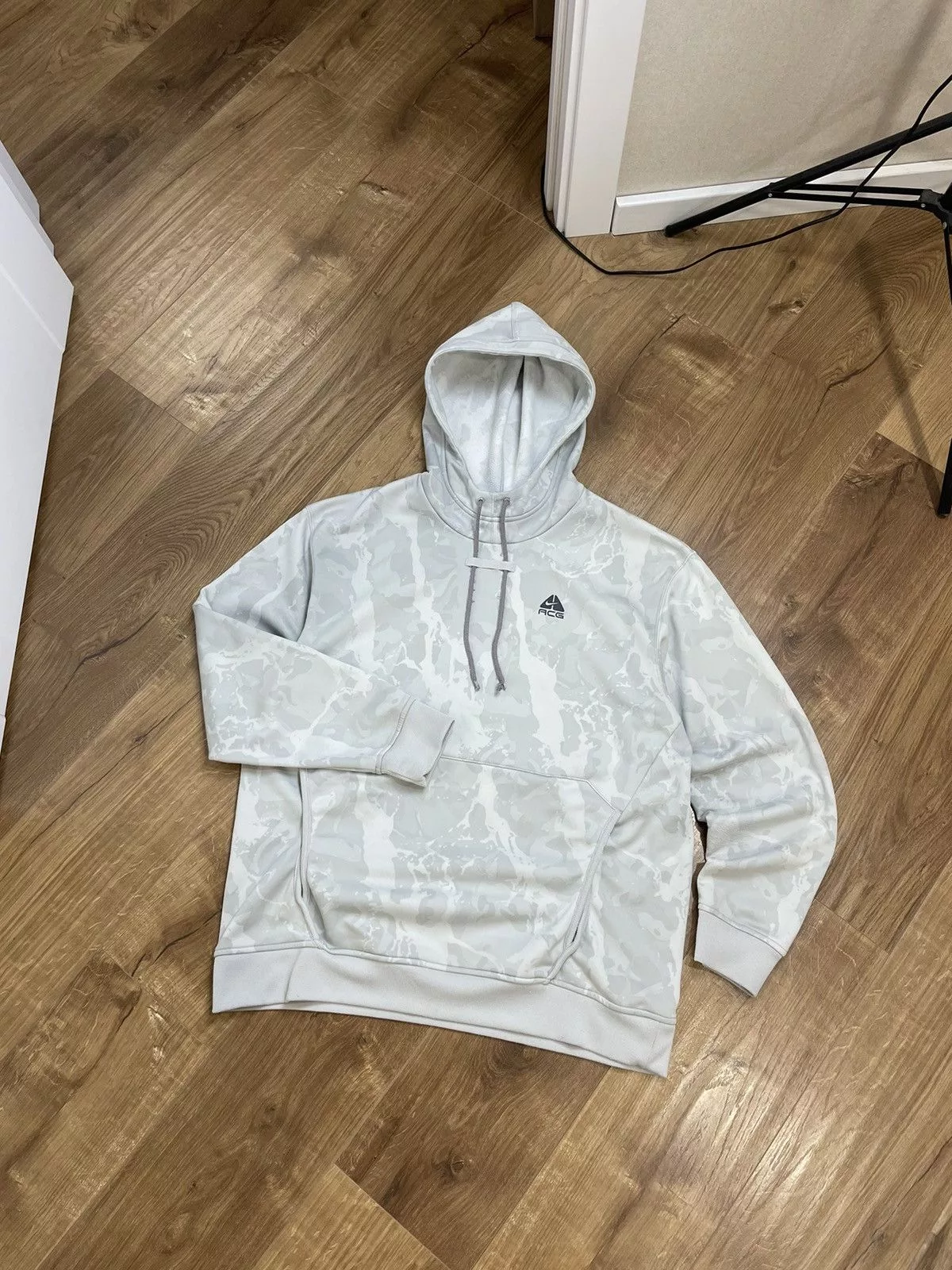 Nike ACG Sweatshirts Hoodies Nike ACG × Vintage Vintage Nike ACG Y2K Style Camo Grey Ninja Balaclava Hoodie Gray Streetwear