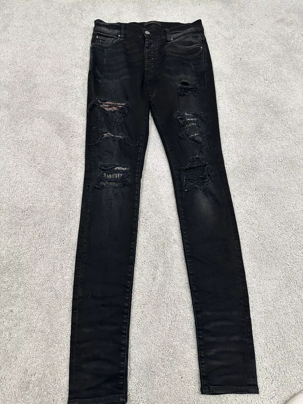 Amiri Denim Amiri Hibiscus Art Patch Jeans Black