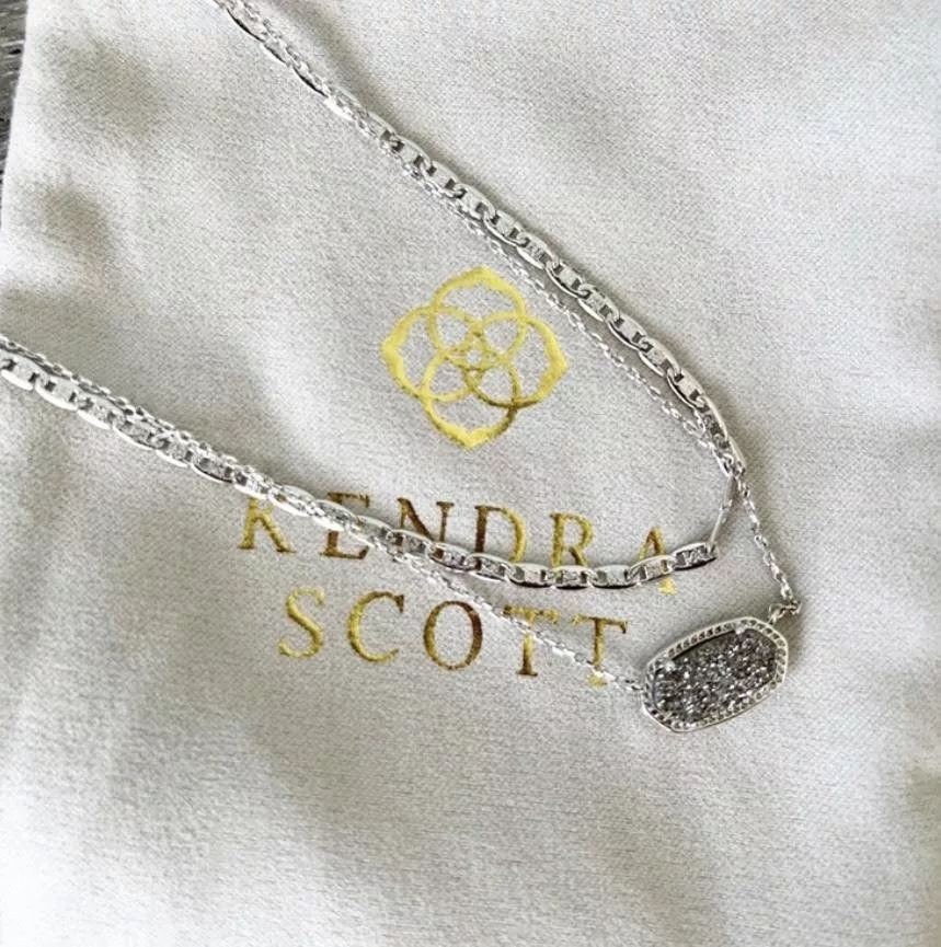 Kendra Scott Necklaces Kendra Scott Elisa Multi Strand Necklace Platinum Drusy Silver