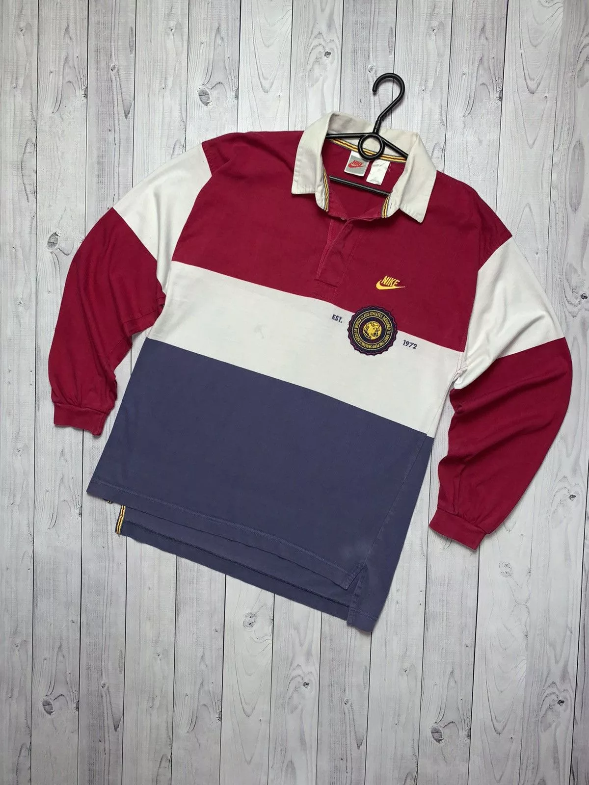 Nike Long Sleeve T Shirts Nike × Vintage Vintage Nike rugby jersey striped rare size M multicolor Streetwear