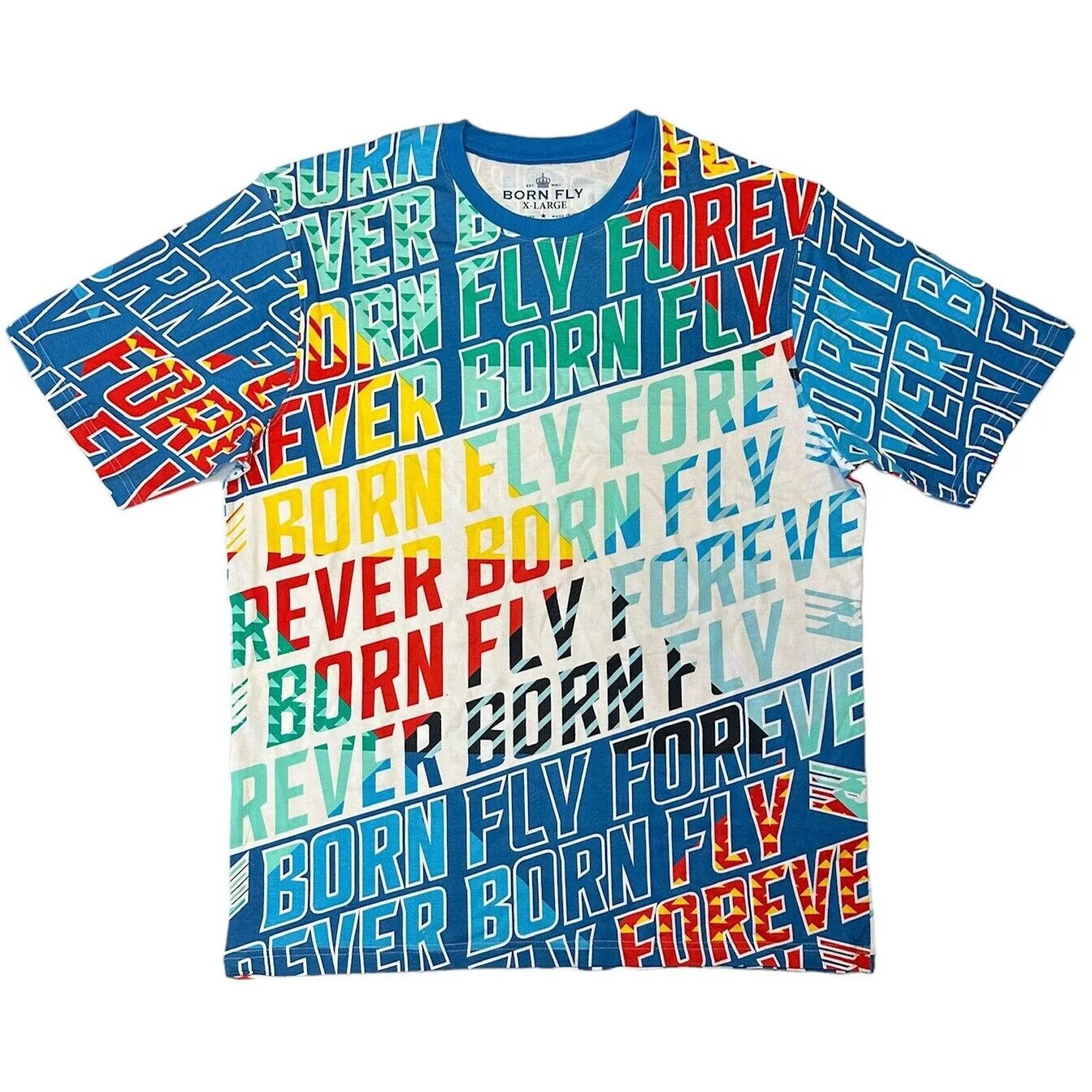 Born Fly Short Sleeve T Shirts Born Fly Men's All Over Print Graphic Premium Tee T-Shirt Blue