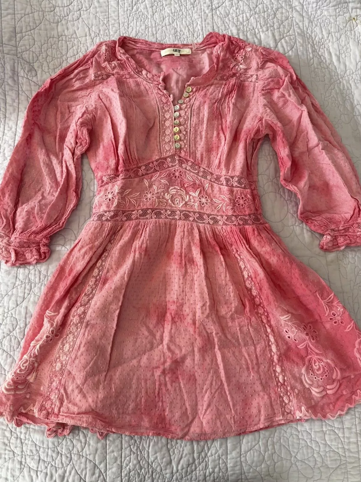LoveShackFancy Mini Dresses LoveShackFancy pink tie dye dress
