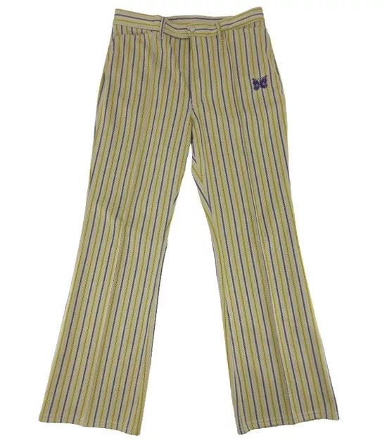 Needles Sweatpants Joggers Needles Casual Pants Boot-Cut Jean Poly Striped Slacks Yellow