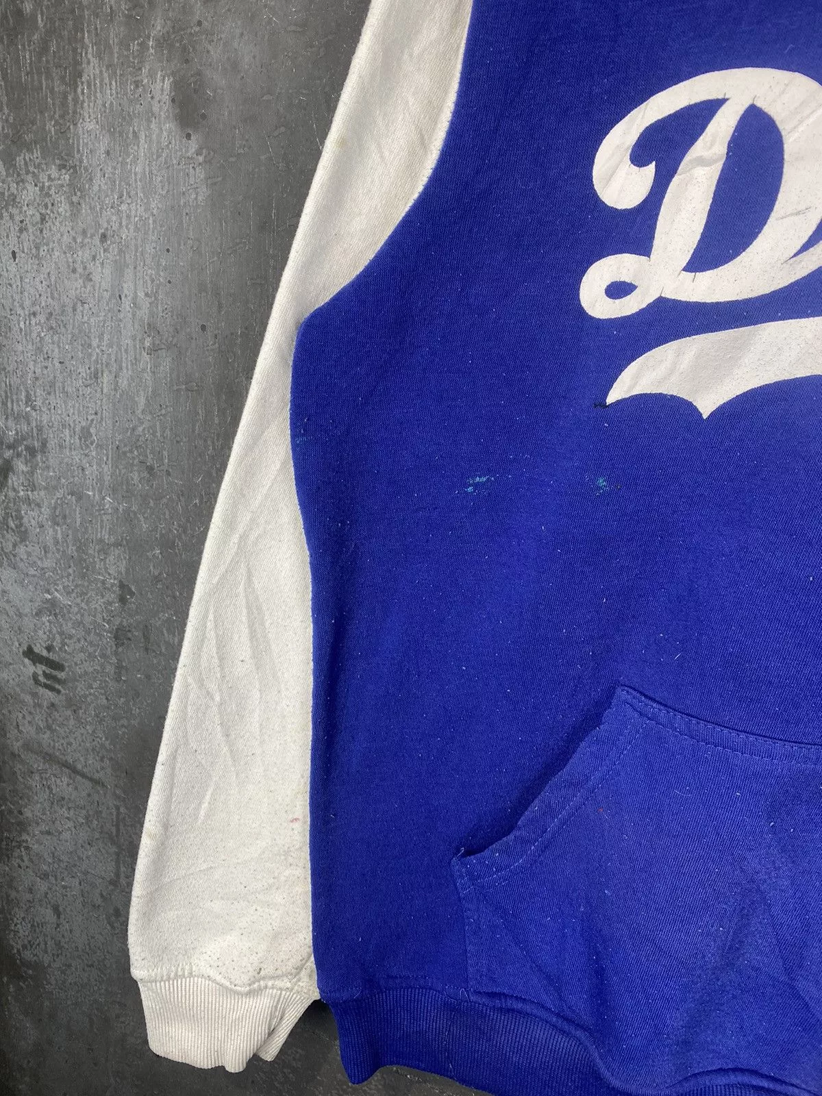 MLB Sweatshirts Hoodies MLB × Vintage 90s MLB Dodgers Thrashed Pullover Hoodie Blue