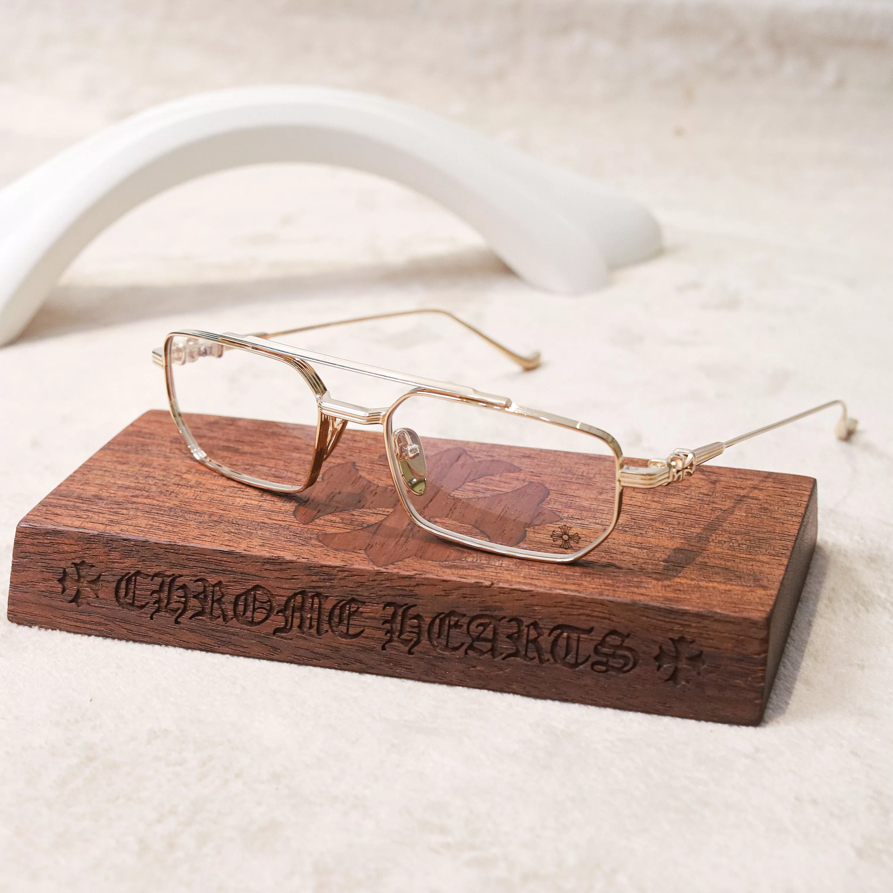 Chrome Hearts Glasses CHROME HEARTS GUSHER MATTE BLACK/GOLD PLATED