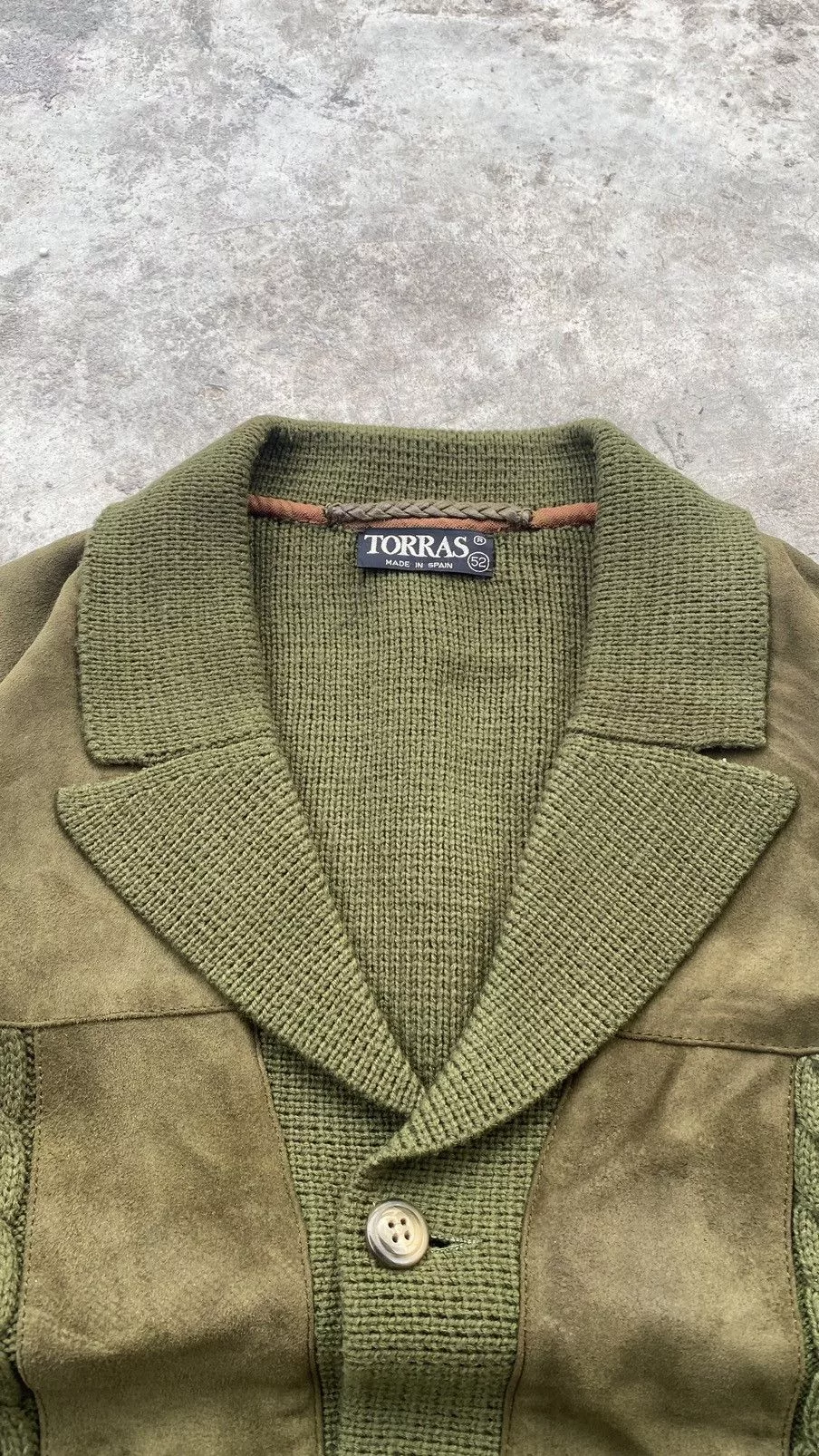 Designer Light Jackets Designer × Torras Torras Suede Cable Knit Jacket 80s Spain Green Avant-Garde