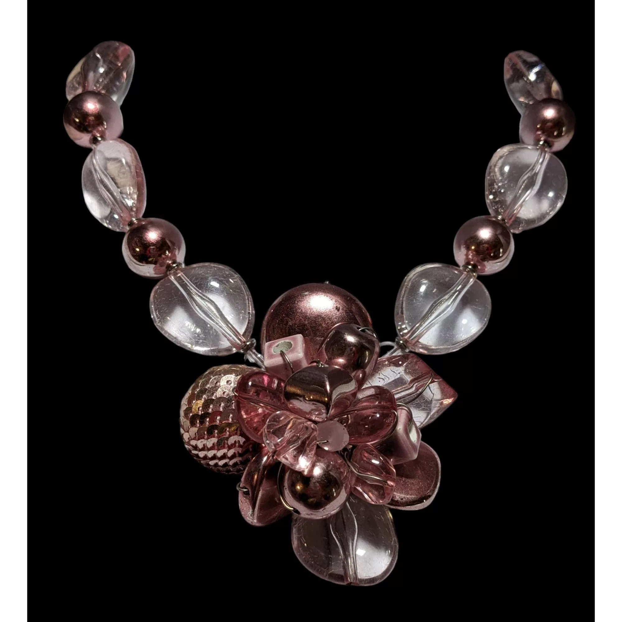 Other Necklaces Other Pink Metallic Floral Statement Necklace
