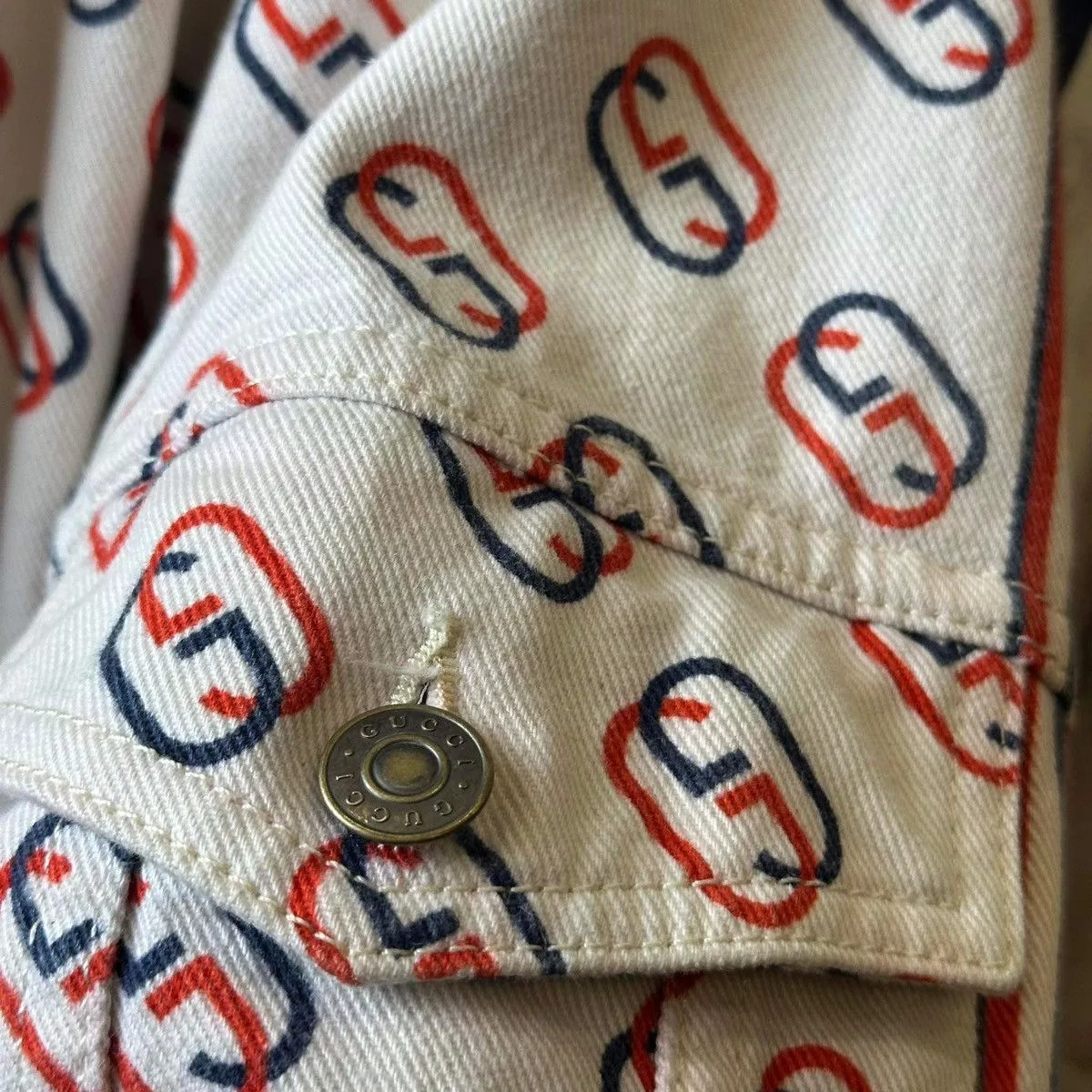 Gucci Denim Jackets GUCCI MONOGRAM “GC” JEANS JACKET White Luxury