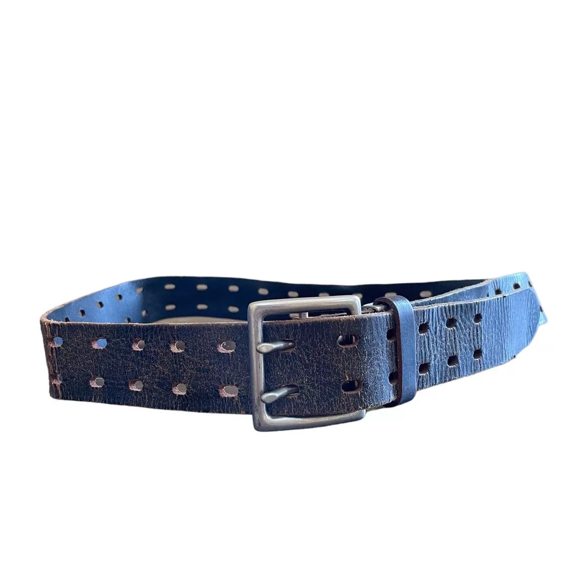 Leather Belts Leather × Vintage Vintage Distressed Grunge Styled Leather Belt Black Avant-Garde