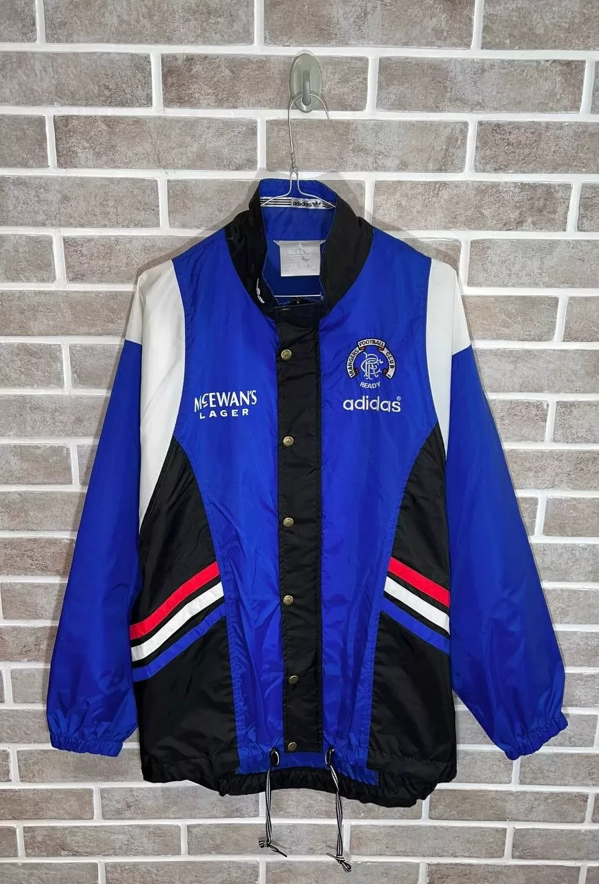 Adidas Heavy Coats Adidas × Vintage Glasgow Rangers 1995/96 Home Adidas Vintage Football Jacket Blue