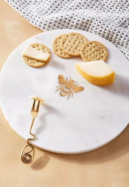 Bee Inlay Marble Serving Board