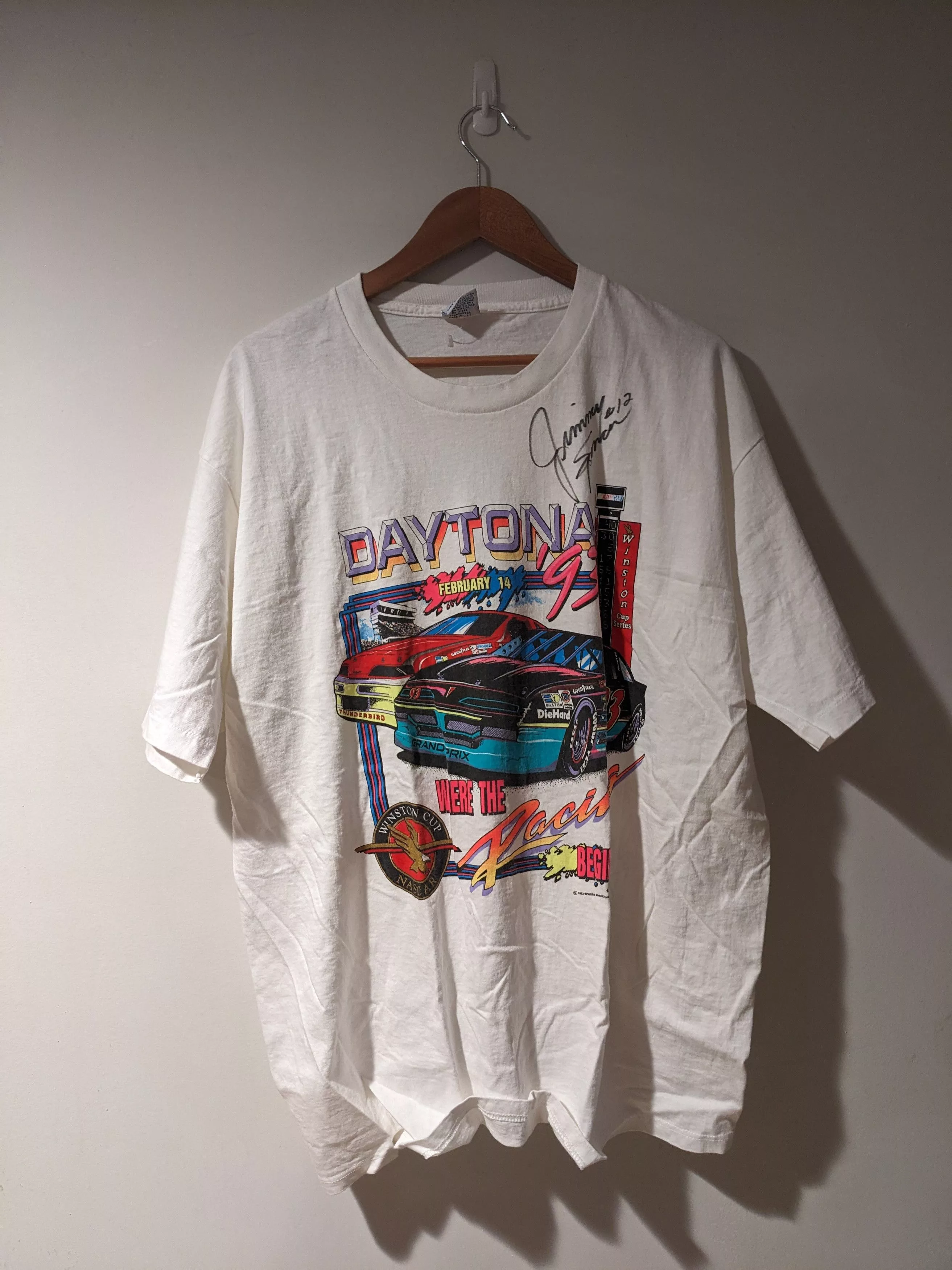 Chase Authentics Short Sleeve T Shirts Chase Authentics × NASCAR × Vintage Vintage 1993 Nascar Chase Authentic Daytona Racing T-Shirt White