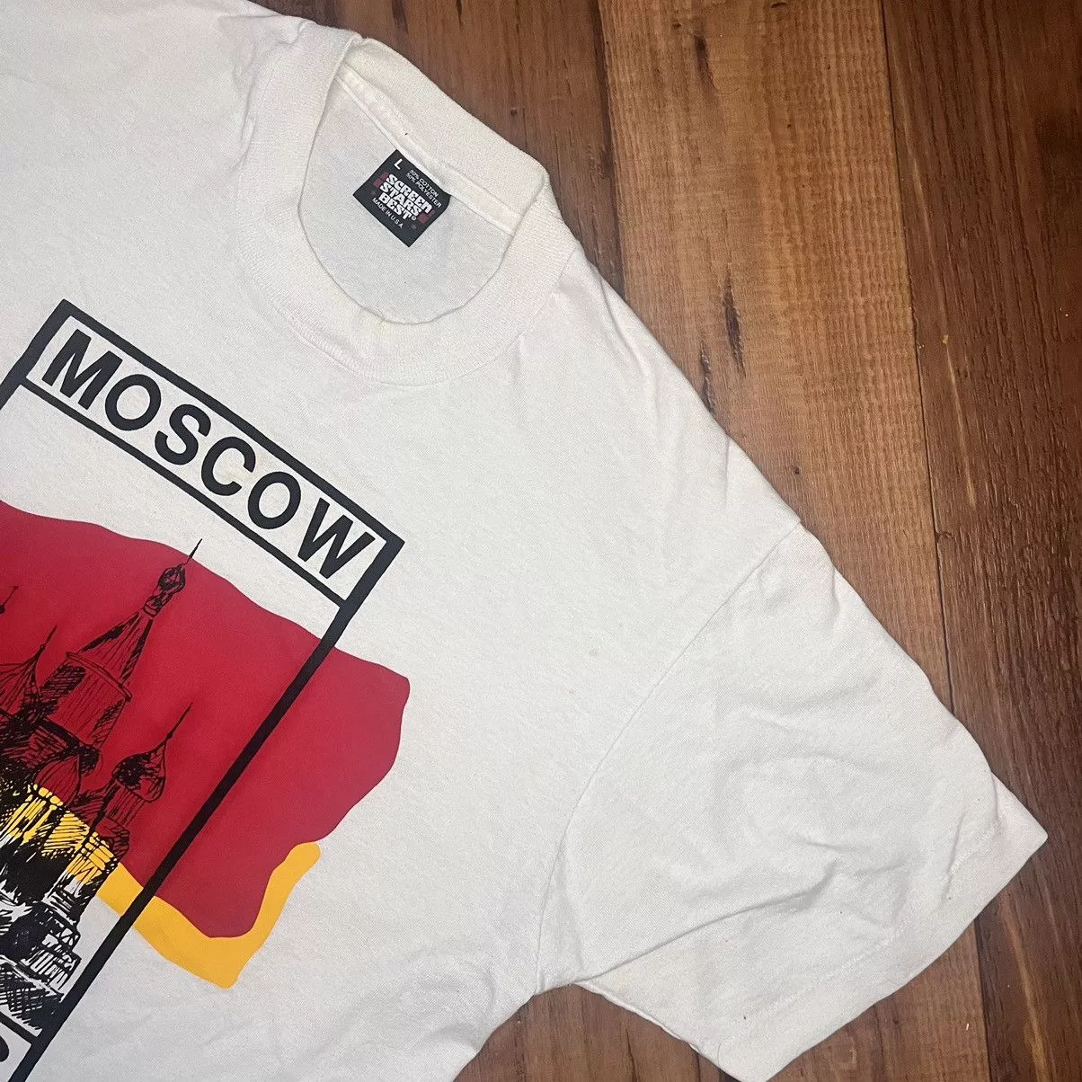 Vintage Short Sleeve T Shirts Vintage 1980s Moscow Tee White