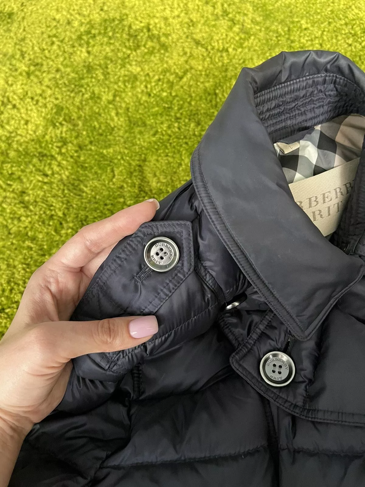 Burberry Down Jackets Burberry × Designer Burberry Brit belted down puffer jacket Blue Luxury