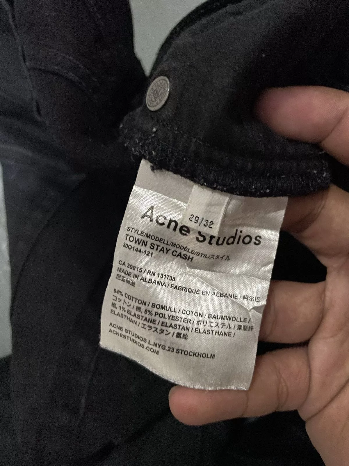 Acne Studios Denim Acne Studios × Designer Acne Studios Town Stay Cash Slim Tapered Black Denim Jeans