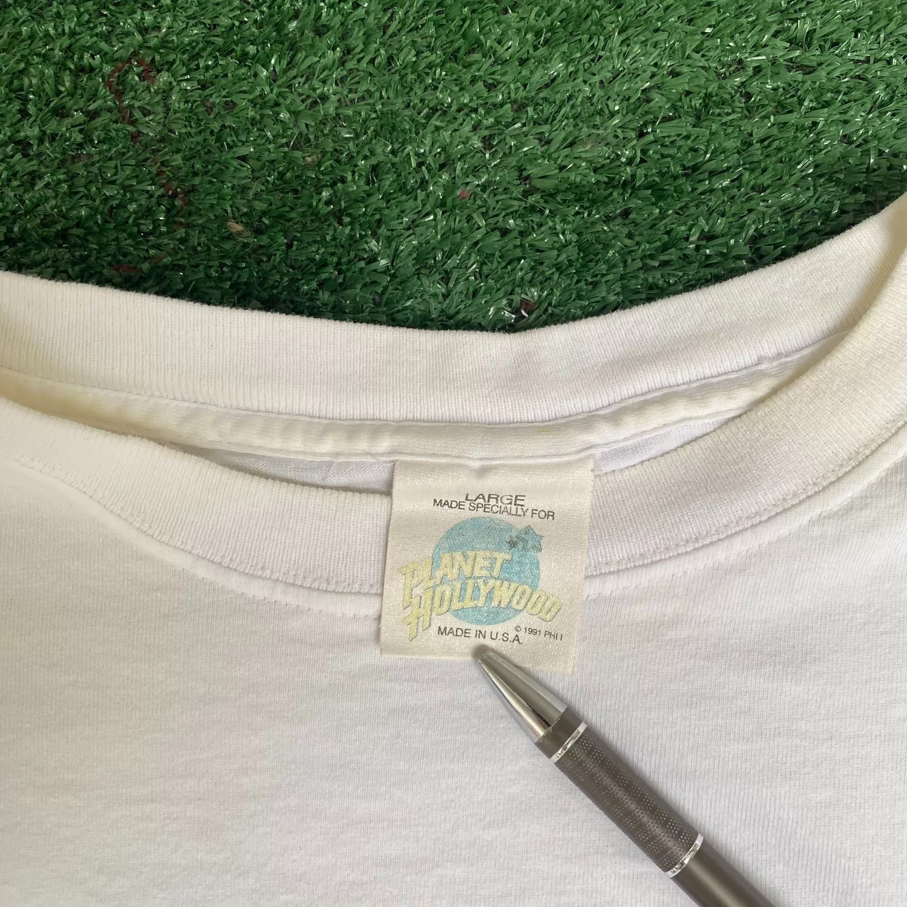 Planet Hollywood Short Sleeve T Shirts Vintage 90s Planet Hollywood Shirt Chicago Logo Tourist Tee White Streetwear
