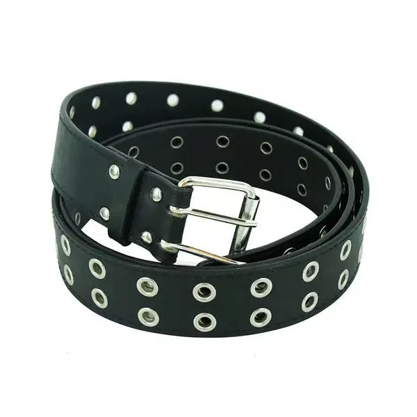Leather Belts Leather × Vintage Y2K Double Eyelet Leather Belt Unisex Black Streetwear
