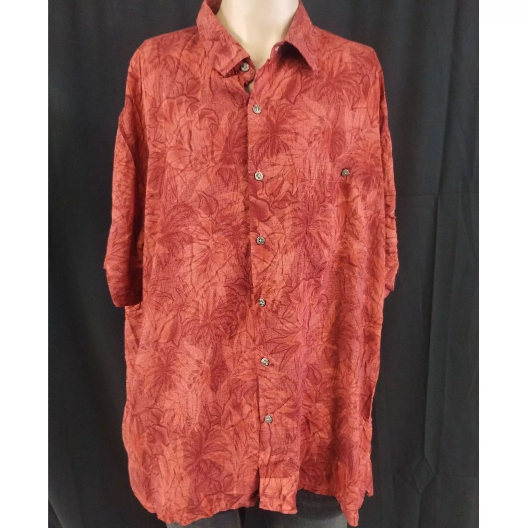 Batik Bay Shirts Button Ups Batik Bay Men's Red Hawaiian Shirt/Button Up Sz XXL SKU 3424